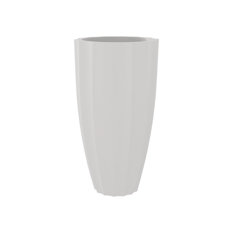 San Jose tall fluted fiberglass planter in Matte Cement Grey