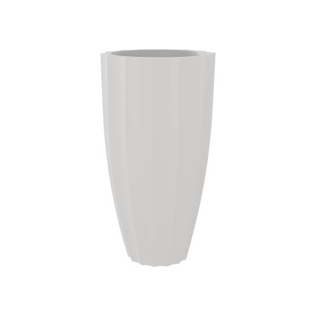 San Jose Tall Fluted Planter in Matte Cement Grey
