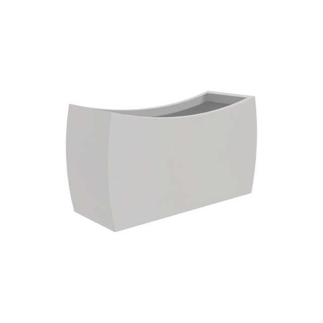 Seoul curved rectangular fiberglass planter in Matte Cement Grey