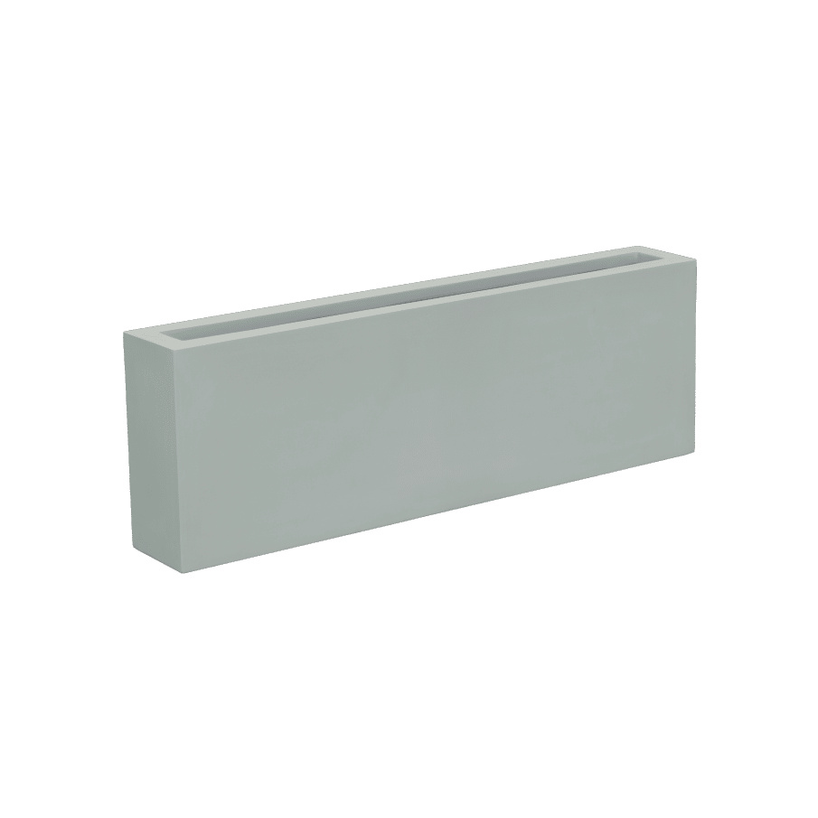 Camoux narrow rectangular fiberglass planter in Matte Cement Grey
