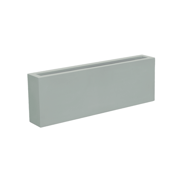 Camoux narrow rectangular fiberglass planter in Matte Cement Grey