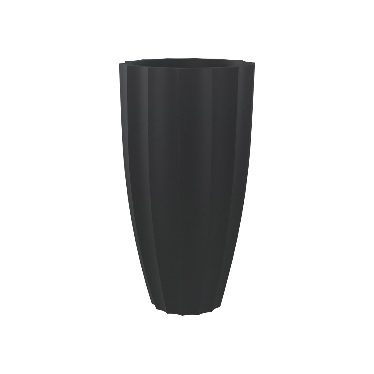 San Jose tall fluted fiberglass planter in Matte Charcoal