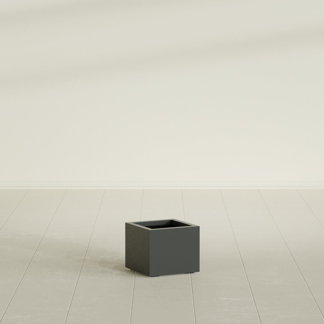 Cuba corner fiberglass planter in Matte Charcoal
