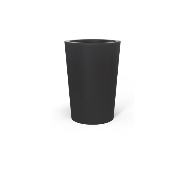 Tegel Round Tapered Planter in Matte Charcoal