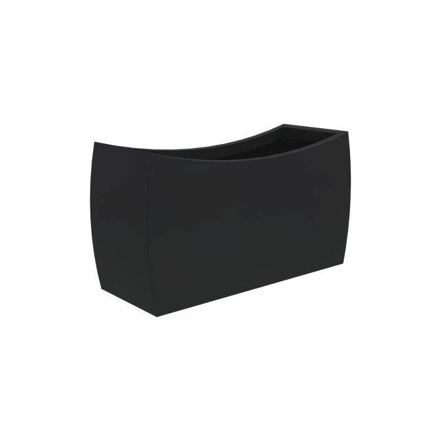 Seoul curved rectangular fiberglass planter in Matte Charcoal