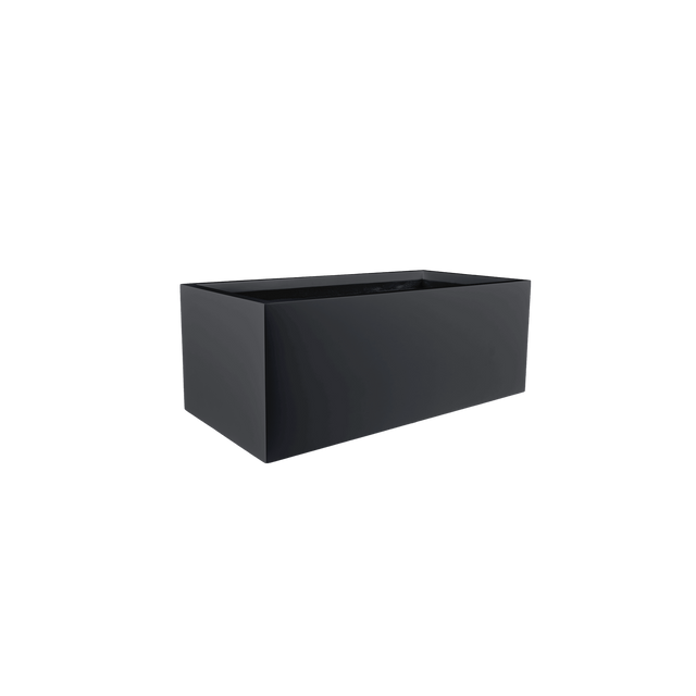 Torino Wide Rectangular Planter in Matte Charcoal