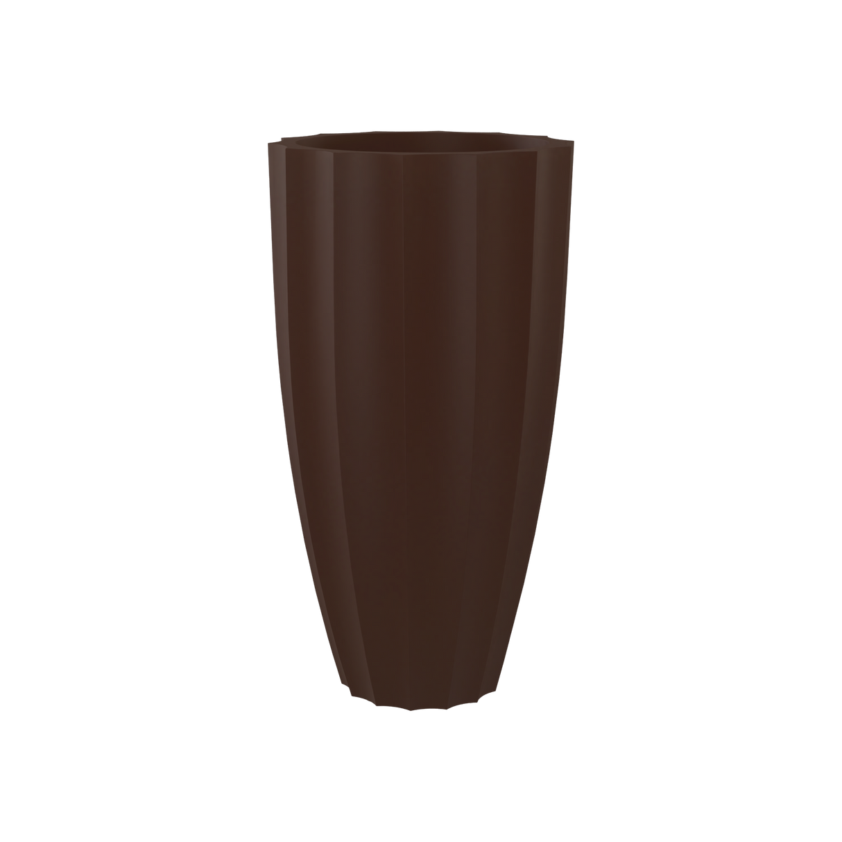 San Jose tall fluted fiberglass planter in Matte Dark Brown