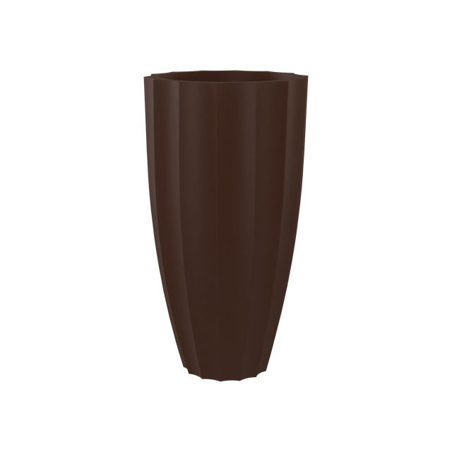 San Jose Tall Fluted Planter in Matte Dark Brown