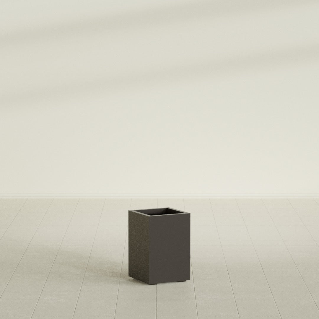 Tolga corner fiberglass planter in Matte Dark Brown