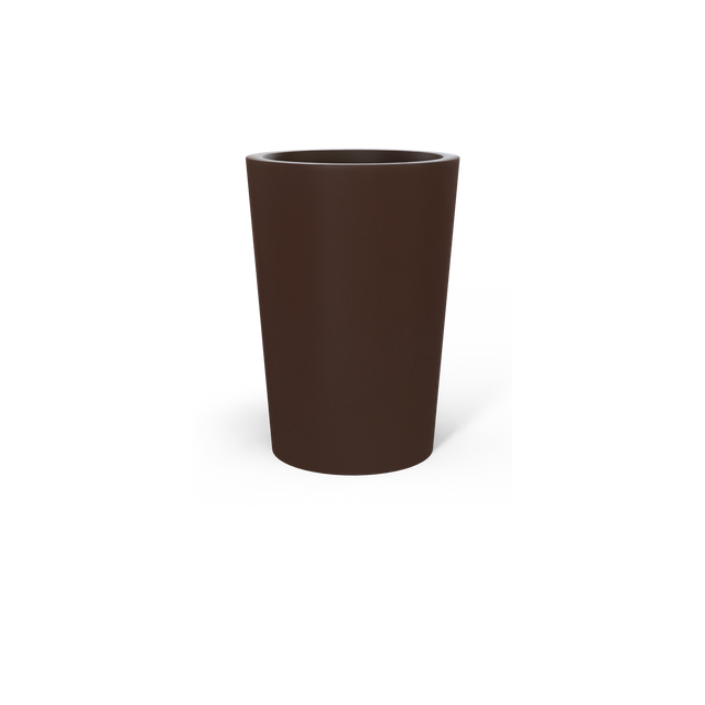Tegel Round Tapered Planter in Matte Dark Brown