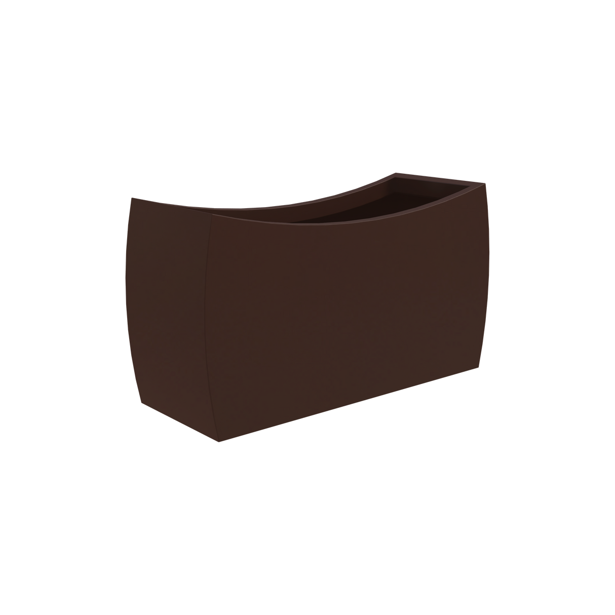 Seoul curved rectangular fiberglass planter in Matte Dark Brown
