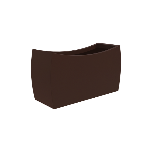 Seoul curved rectangular fiberglass planter in Matte Dark Brown
