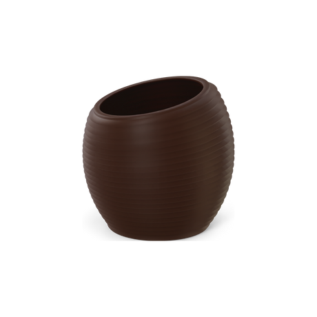 Spiral Round Planter, Matte Dark Brown finish