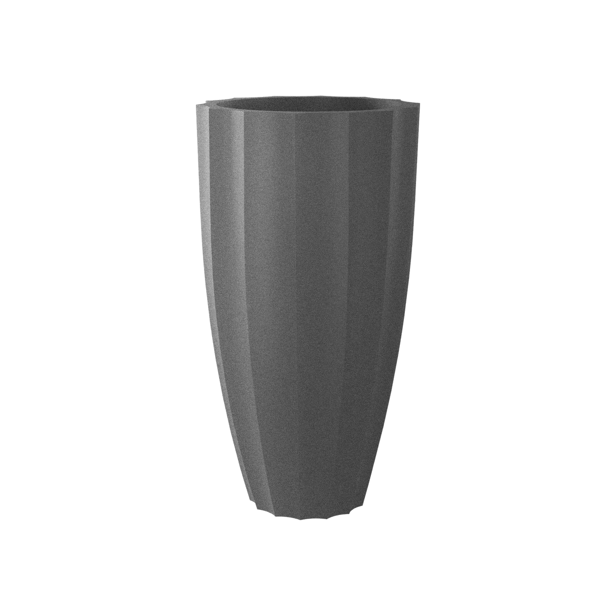 San Jose tall fluted fiberglass planter in Matte Gunmetal