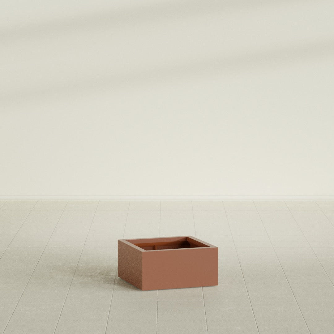 Antwerp corner fiberglass planter in Matte Terra Cotta