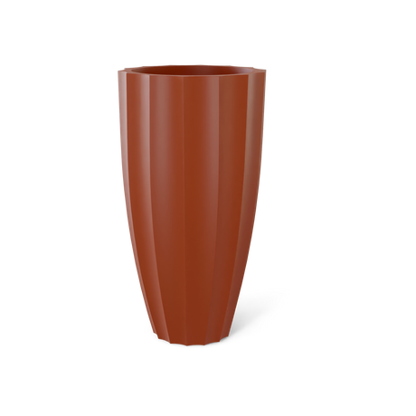 San Jose Tall Fluted Planter, Matte Terracotta finish