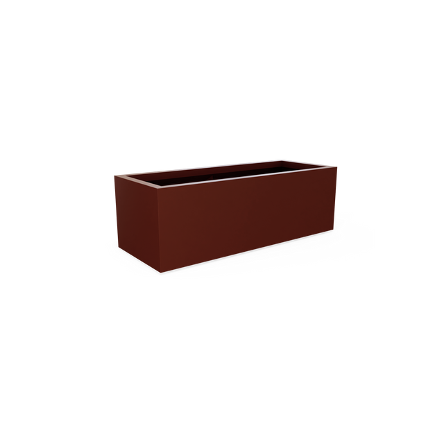 Cuba Low Rectangular Planter in Matte Terracotta