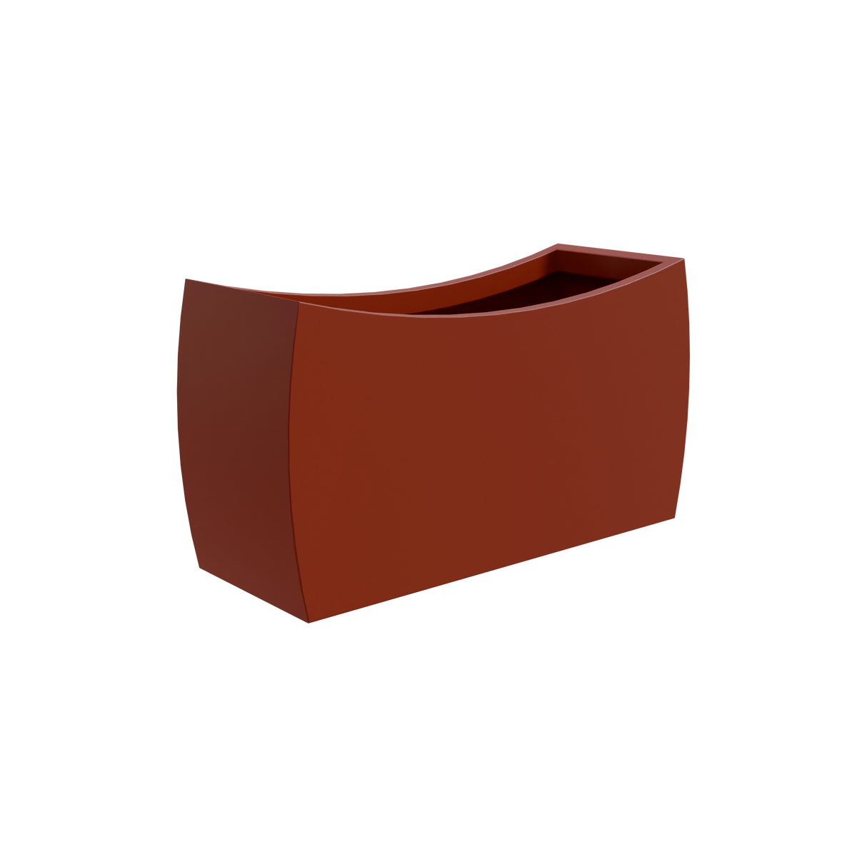 Seoul curved rectangular fiberglass planter in Matte Terracotta