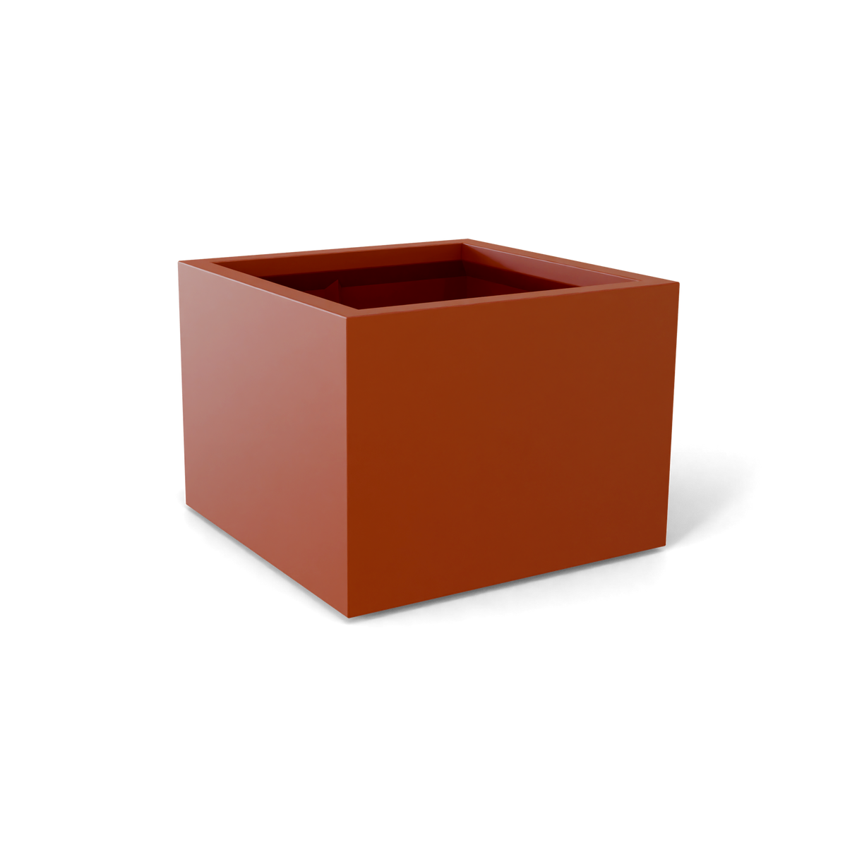 Torino corner fiberglass planter in Matte Terracotta