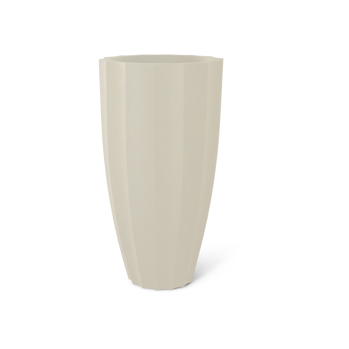 San Jose tall fluted fiberglass planter in Satin Beige
