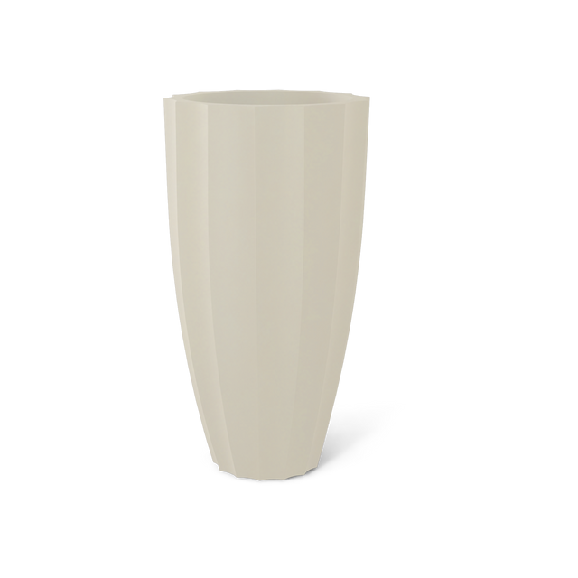 San Jose Tall Fluted Planter in Satin Beige