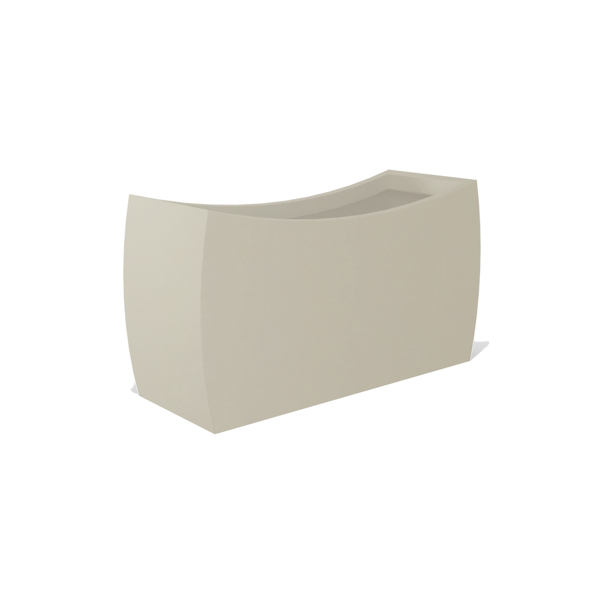 Seoul curved rectangular fiberglass planter in Satin Beige