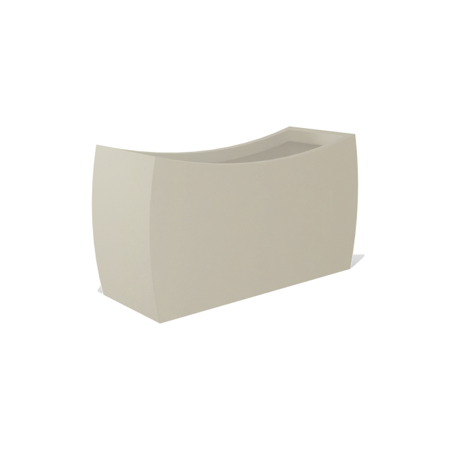 Seoul curved rectangular fiberglass planter in Satin Beige