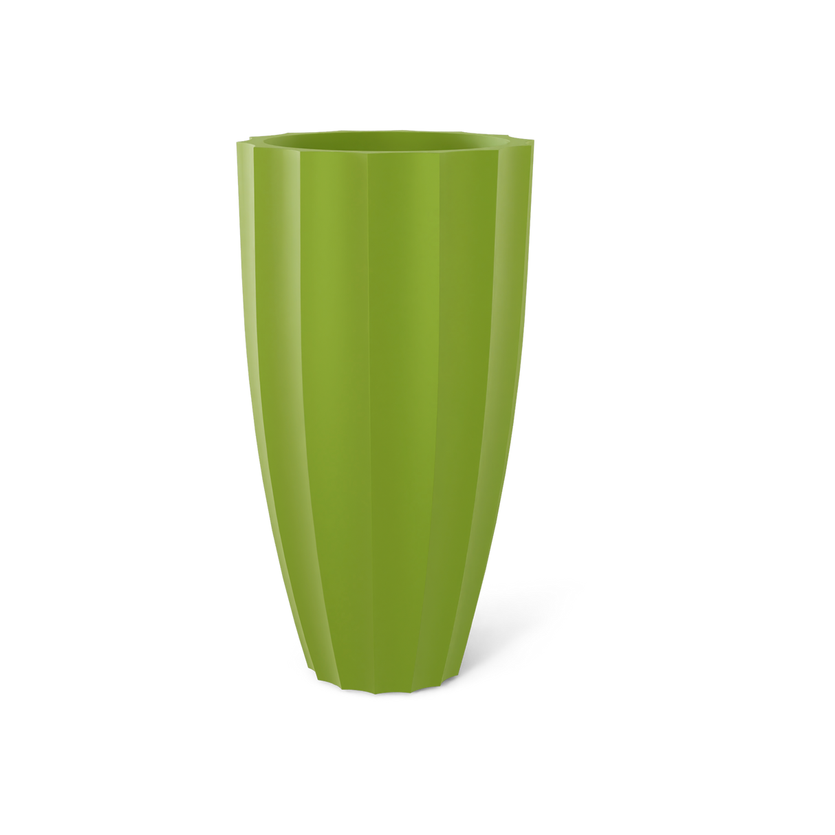 San Jose tall fluted fiberglass planter in Satin Green