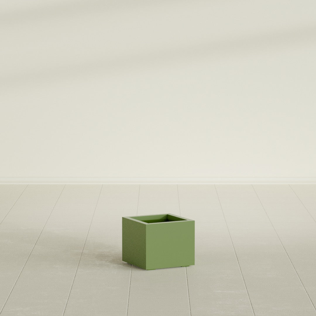Cuba corner fiberglass planter in Satin Green