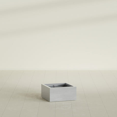 Antwerp corner fiberglass planter in Metallic Silver