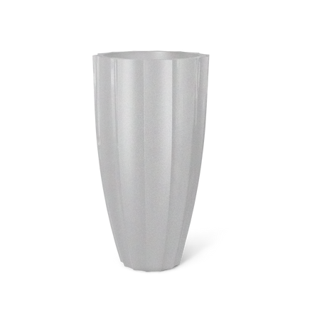 San Jose Tall Fluted Planter, Metallic Silver finish
