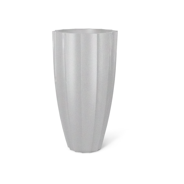 San Jose Tall Fluted Planter in Metallic Silver
