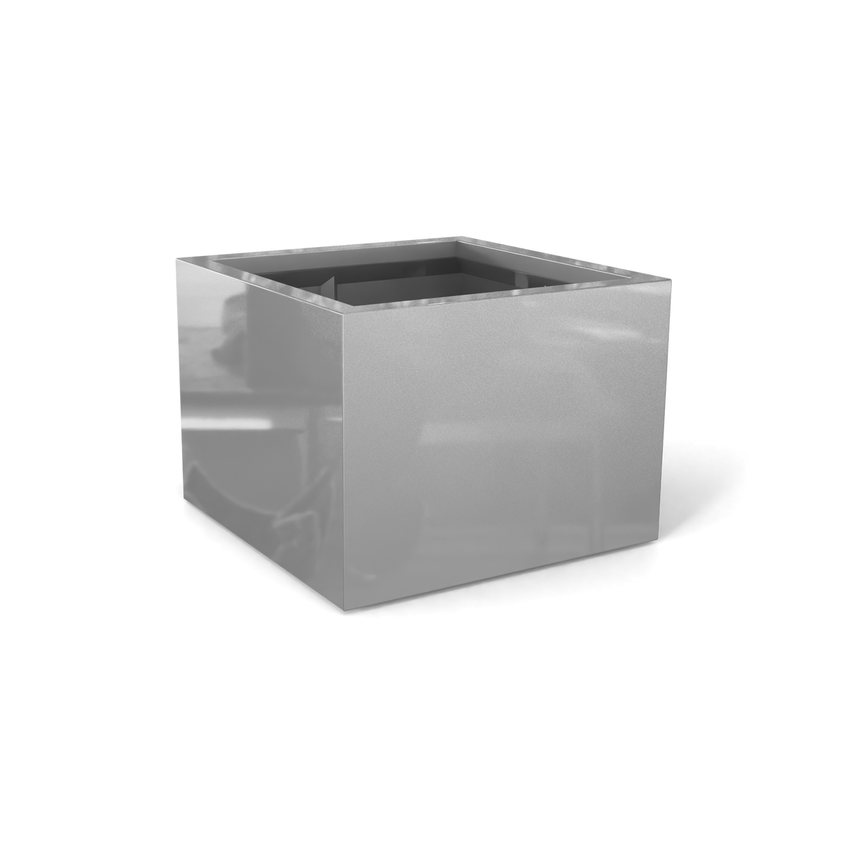 Torino corner fiberglass planter in Metallic Silver
