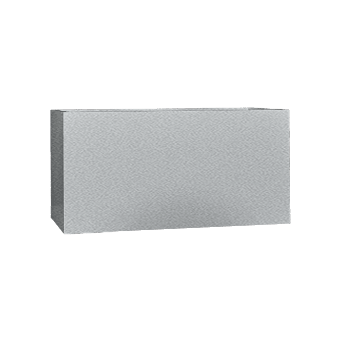 Camoux narrow rectangular fiberglass planter in Metallic Silver