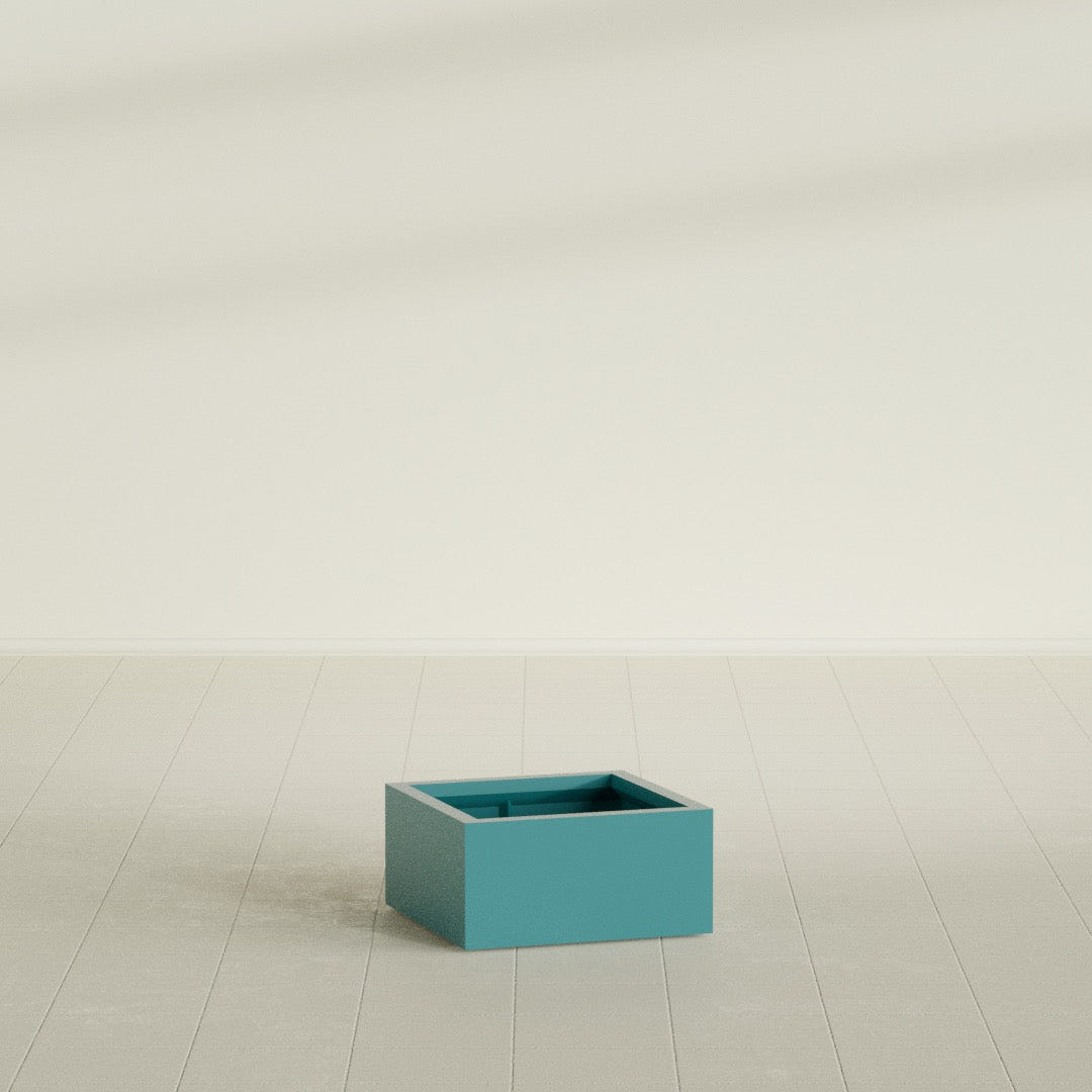 Antwerp corner fiberglass planter in Satin Seafoam Green