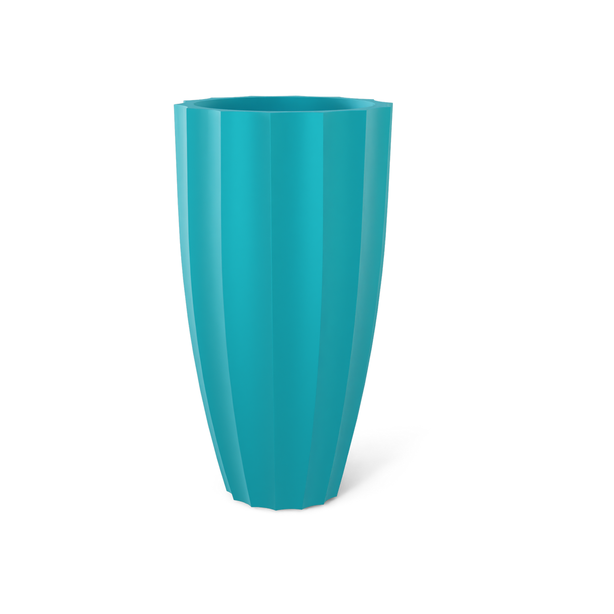 San Jose tall fluted fiberglass planter in Satin Seafoam Green
