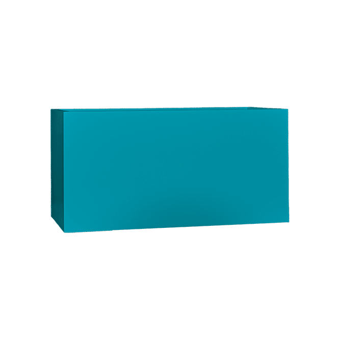 Camoux narrow rectangular fiberglass planter in Satin Sea Foam