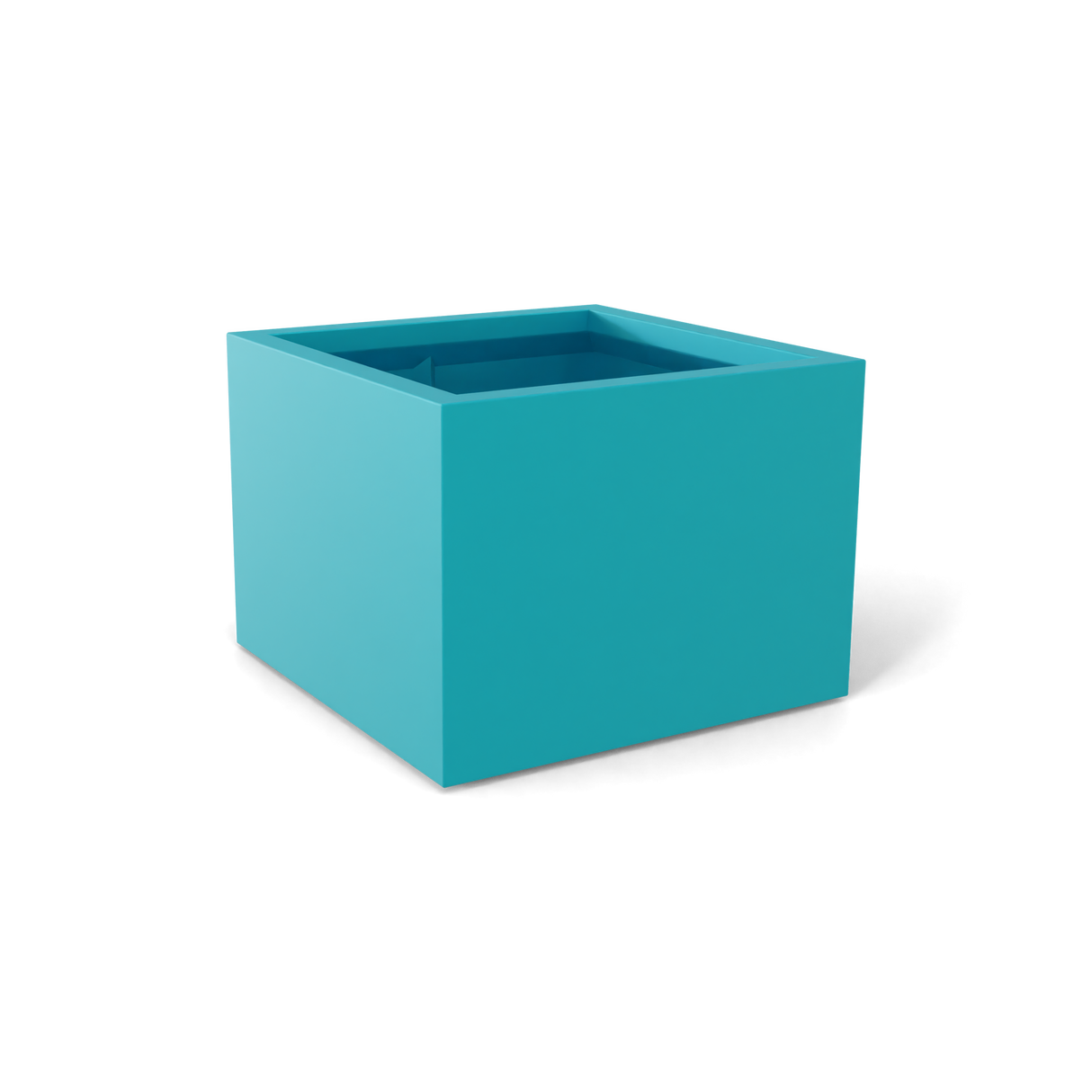 Torino corner fiberglass planter in Satin Sea Foam