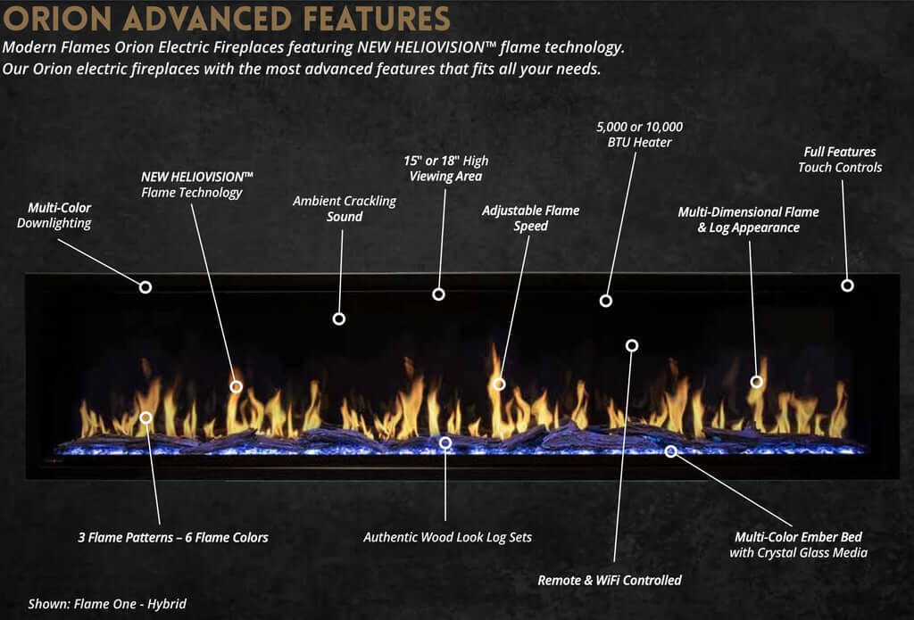 Modern Flames 120" Orion Multi HelioVision Linear Electric Fireplace OR120-MULTI