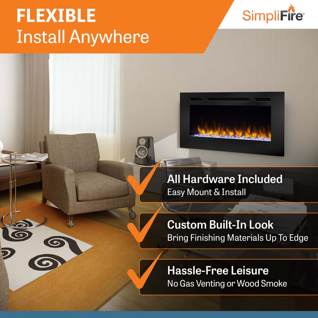 Simplifire Allusion 40" Recessed Linear Electric Fireplace SF-ALL40-BK