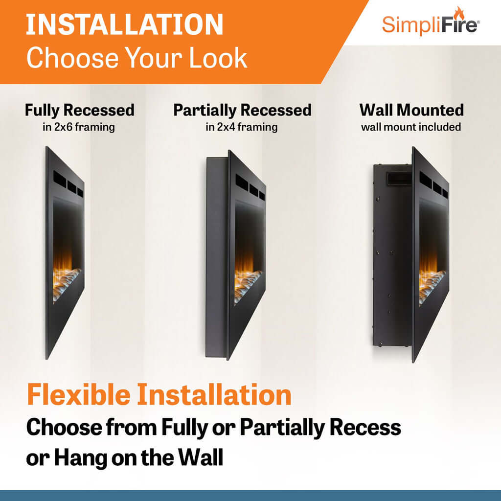 Simplifire Allusion 40" Recessed Linear Electric Fireplace SF-ALL40-BK