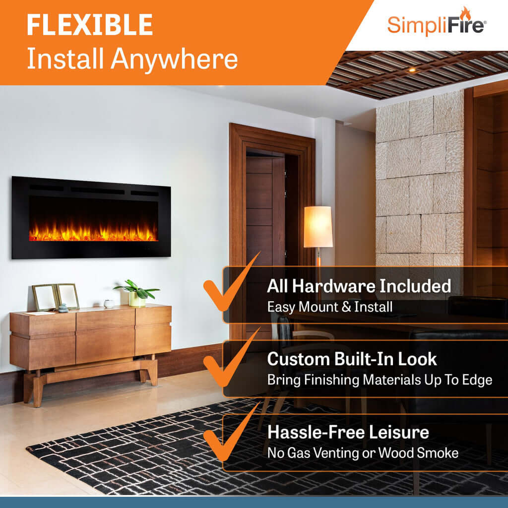 Simplifire Allusion 48" Recessed Linear Electric Fireplace SF-ALL48-BK