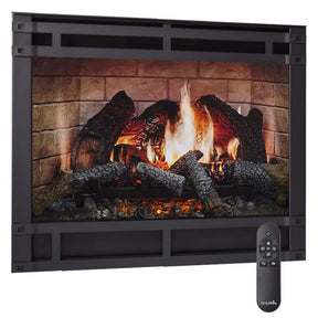 SimpliFire 36" Inception Electric Fireplace with Digital Spark Technology and remote control for cozy ambiance.