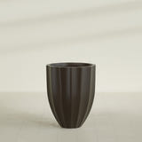 Alicante Fluted Planter in Matte Dark Brown, 26"D × 32"H, shown empty