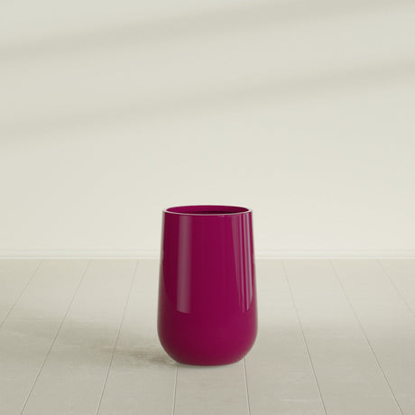 Hayden Urn Planter in Gloss Eggplant, 12"Diam × 20"H, shown empty