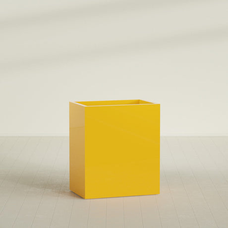 Darwin Rectangular Planter in Gloss Saffron, 36"L × 24"D × 42"H, shown empty