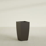 Toulan Tapered Square Planter in Matte Dark Brown, 16"W × 30"H, shown empty