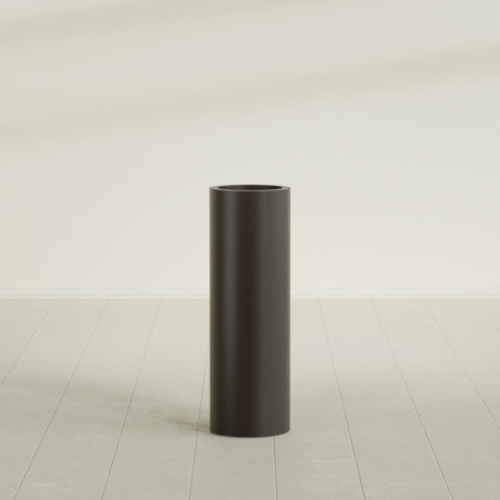 Corry Cylinder Planter in Matte Dark Brown, 10"D × 30"H, shown empty