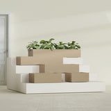 Antwerp Rectangular fiberglass planter in Gloss Metallic Gold, size range, in a sunlit interior