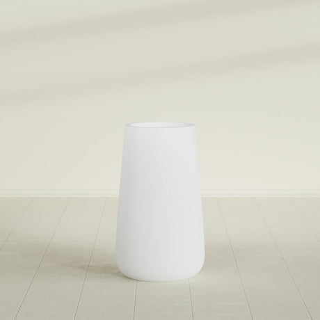 Saigon Tapered Round Planter in Gloss Bright White, 19"D × 42"H, shown empty